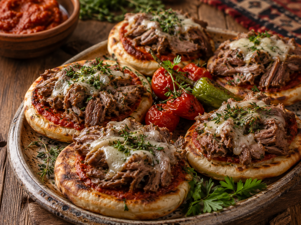 Oğlak Kavurmalı, Biber Salçalı Mini Bazlama Tostları